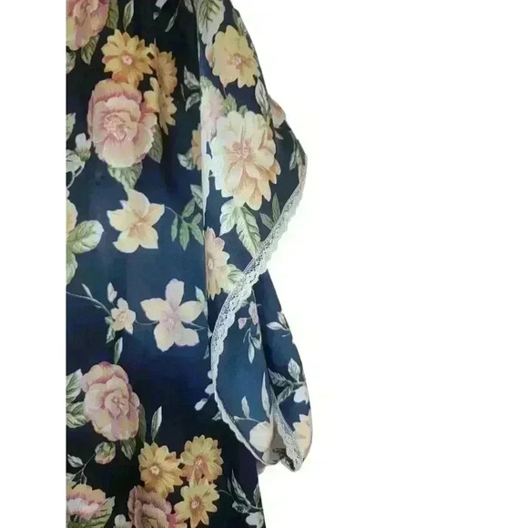 Vtg Barbizon Kaftan Blue Floral Lace Grandmacore Nightgown XXL Maxi Mumu - Picture 5 of 16